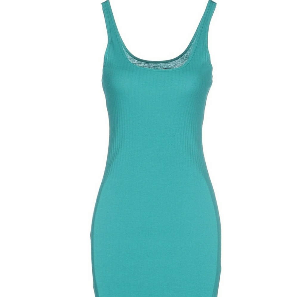 Rib Knit Tank Dress Teal Green